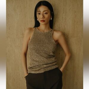 ánuans Sequin Sleeveless Knit Tank in Light Grey (Fits XS/S)